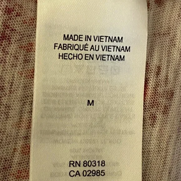 Lucky Brand Sz M Knit Blouse Short Bell Sleeve Red/White Ornament - Picture 8 of 10